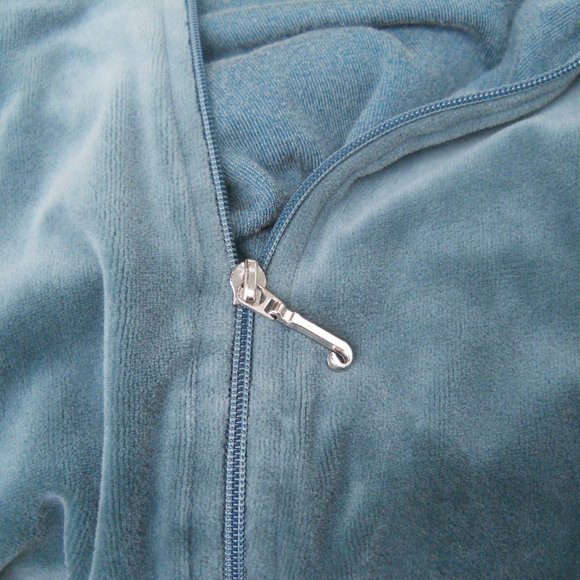 Juicy Couture Velour Zip Front Hoodie, Girl's S, Teal - Picture 4 of 4